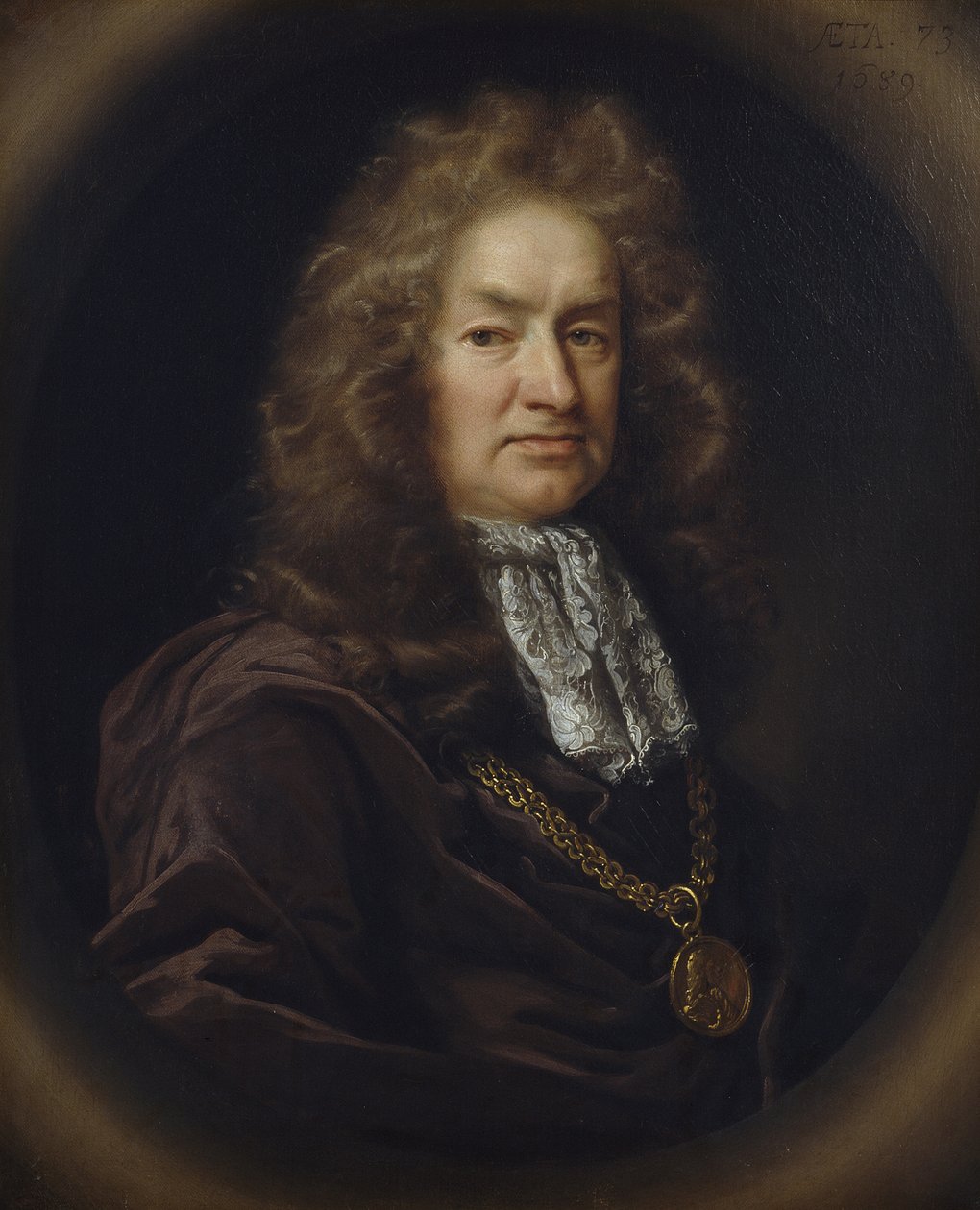Elias Ashmole的肖像（1617-92）英国古董，1689年 作者 约翰·赖利