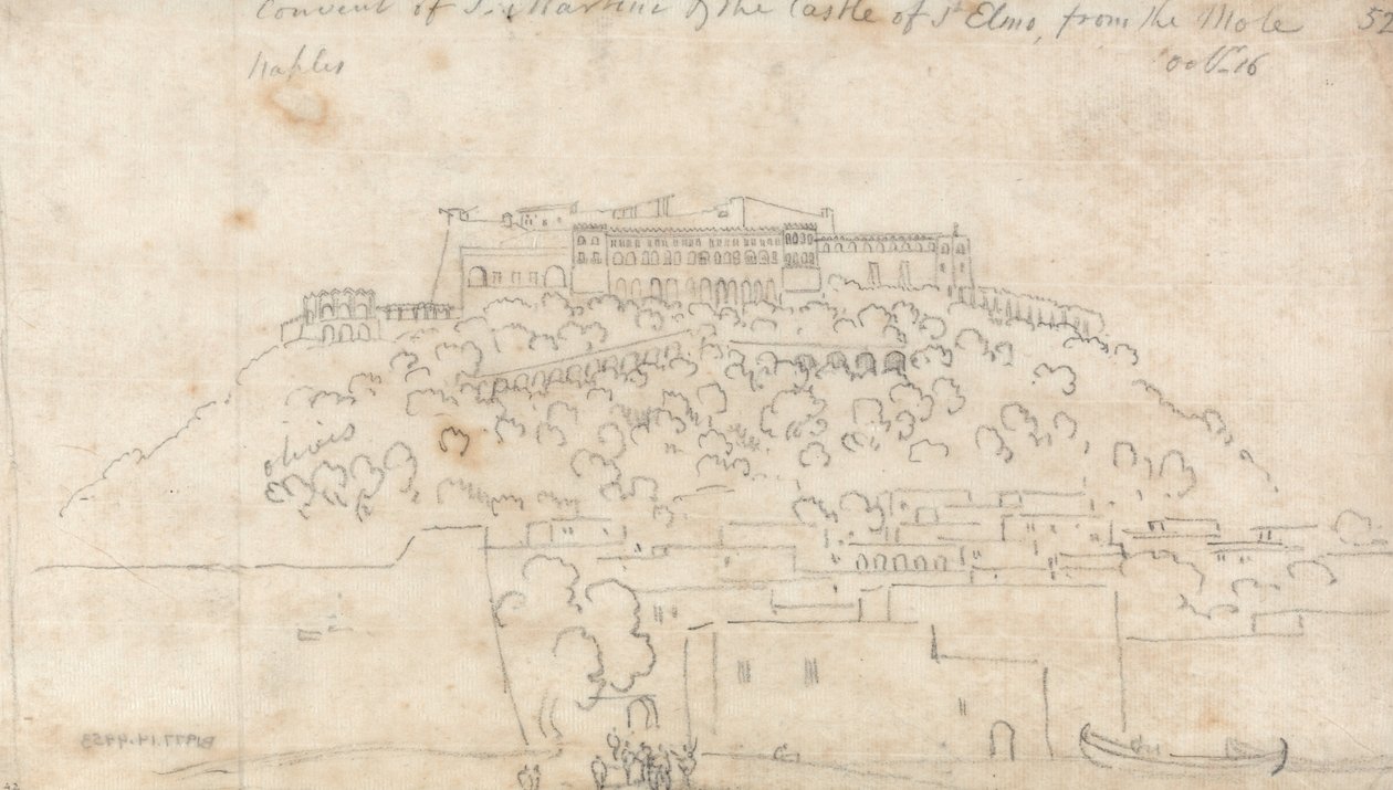 修道院的S. Martino和Castello di Sant Elmo来自那不勒斯的鼹鼠 作者 约翰·罗伯特·科森斯