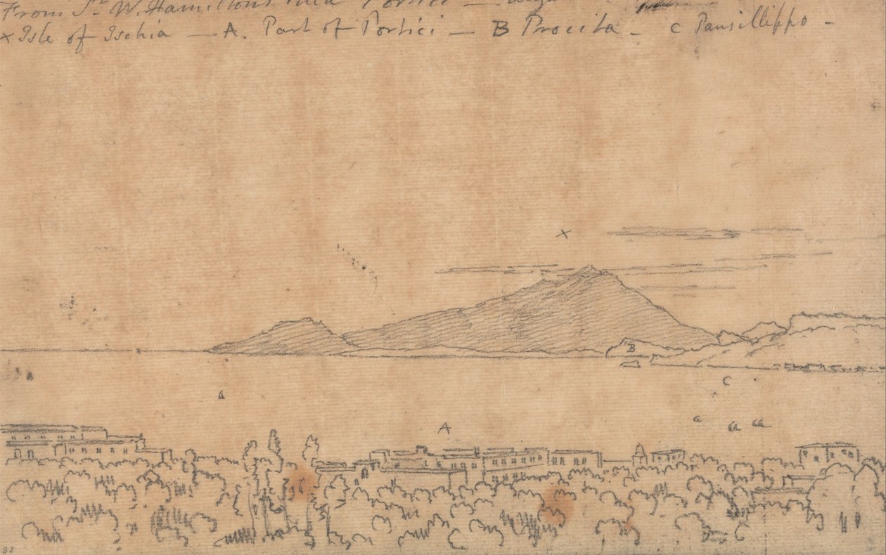 8月12日，来自Portici的Sir W. Hamiltons Villa 作者 约翰·罗伯特·科森斯