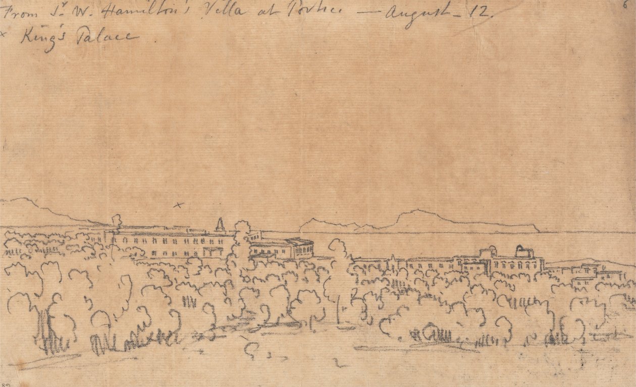 8月12日，来自Portici的Sir W. Hamiltons Villa 作者 约翰·罗伯特·科森斯
