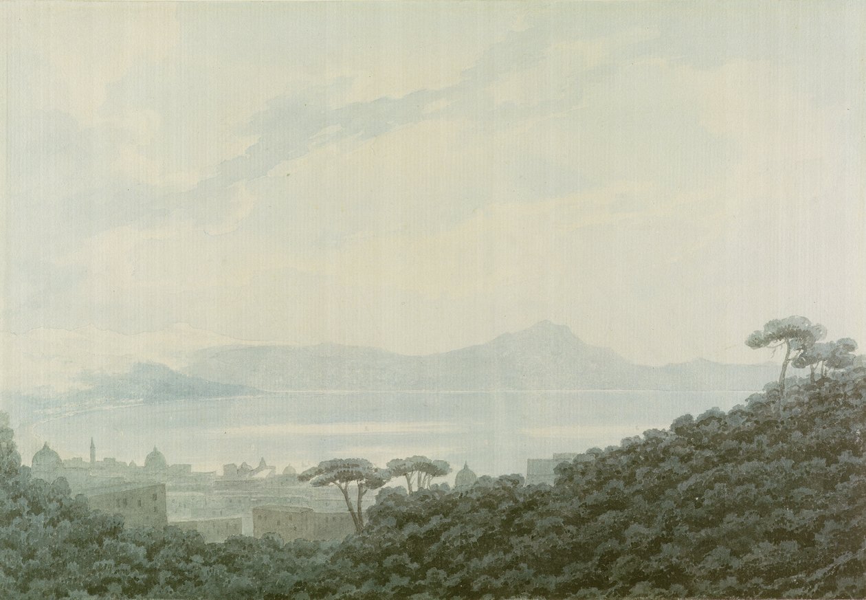 意大利卡波迪蒙特的那不勒斯海湾，1790年（纸上铅笔） 作者 约翰·罗伯特·科森斯