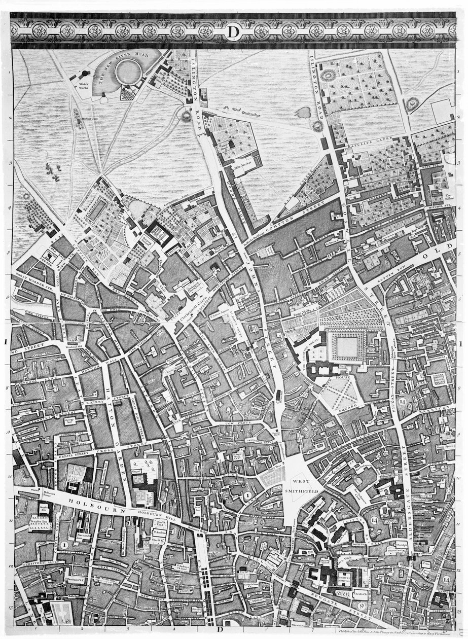 1746年伦敦市克拉肯威尔地图 作者 约翰·罗克
