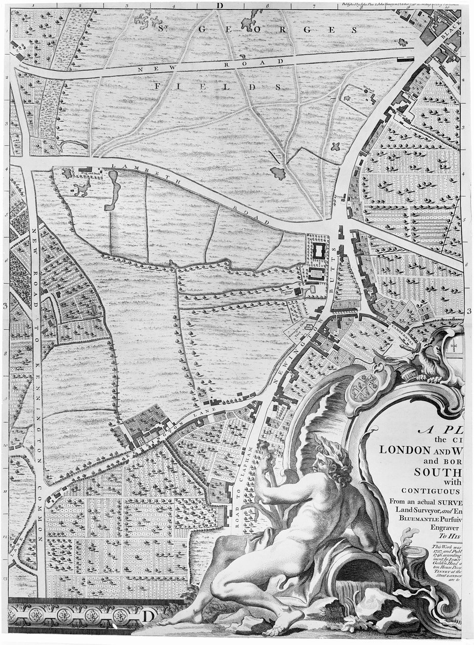 1746年，伦敦St Georges Fields和Newington Butts的地图 作者 约翰·罗克