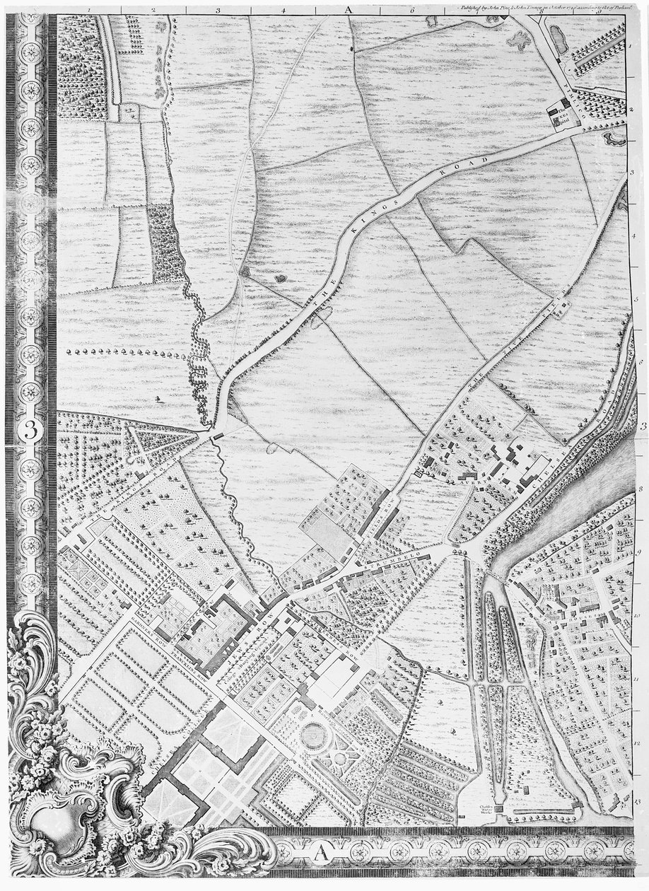 伦敦国王路的地图，1746年 作者 约翰·罗克