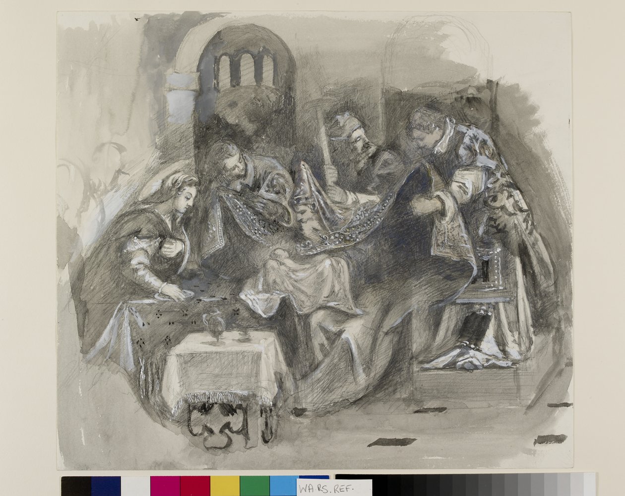 1869年8月在Scuola Grande di San Rocco绘制了Tintoretto的包皮环切术（石墨，水彩和身体颜色在编织纸上） 作者 约翰·拉斯金