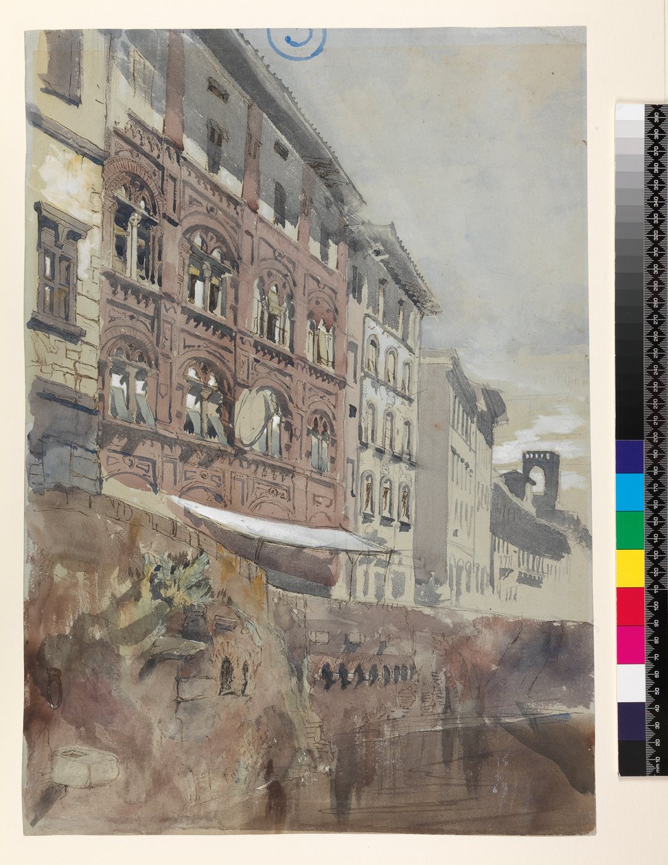 No.1590 Palazzo Agostini，Pisa，1845（wc和水粉在纸上） 作者 约翰·拉斯金