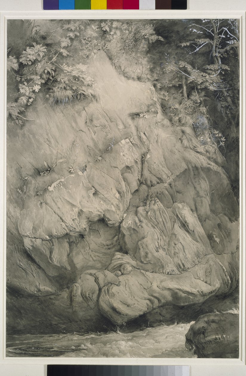 研究Gneiss Rock，Glenfinlas，1853-54（笔，水洗和水粉在纸上） 作者 约翰·拉斯金