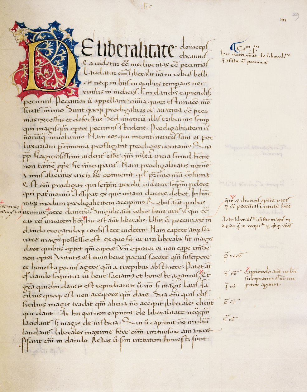 Ms.228，f.29r：亚里士多德的“Nicomachean道德与政治”页面，1452 作者 约翰·罗素