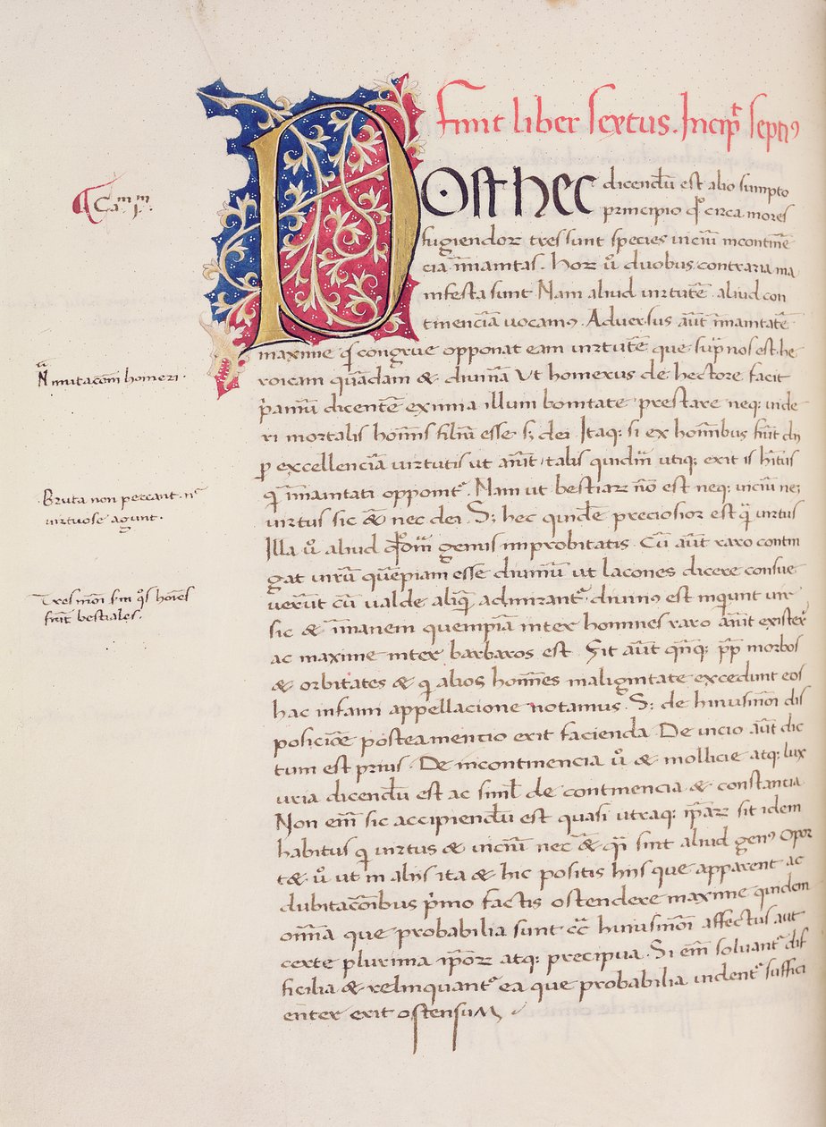 Ms.228，f.54v：亚里士多德的“Nicomachean道德与政治”页面，1452 作者 约翰·罗素
