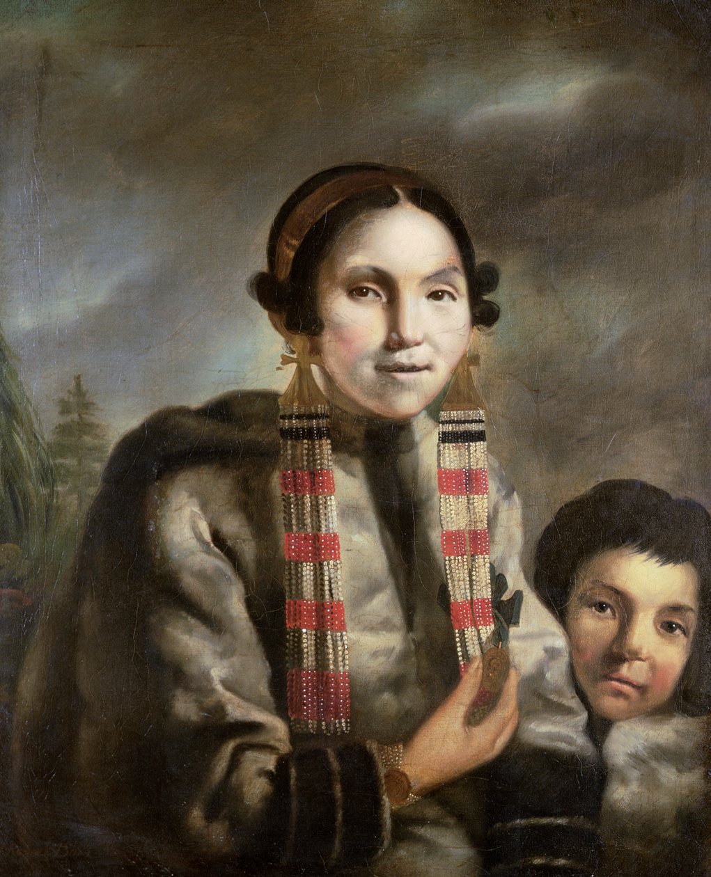 Micoc和她的儿子Tootac的肖像，c.1769 作者 约翰·罗素