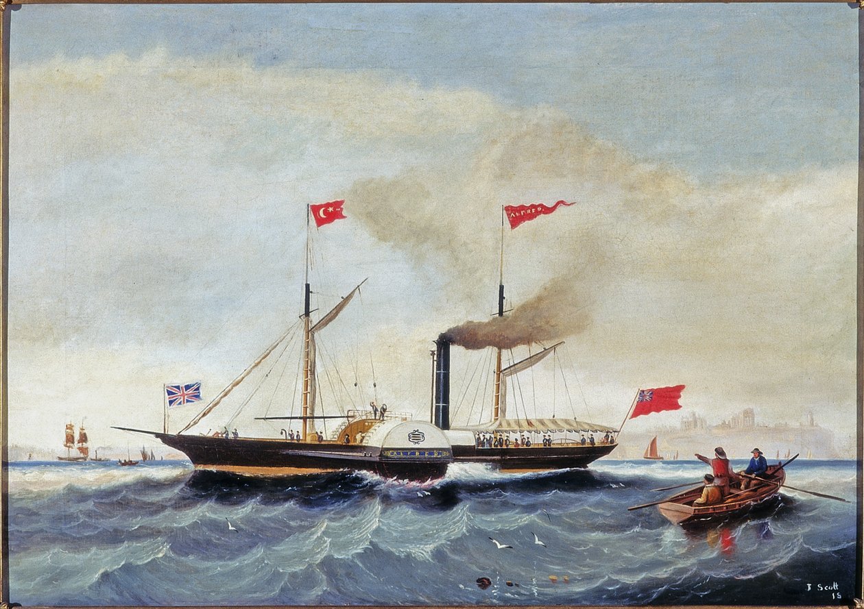 1856年，泰恩茅斯的蒸汽拖船&39;阿尔弗雷德&39; 作者 约翰·斯科特