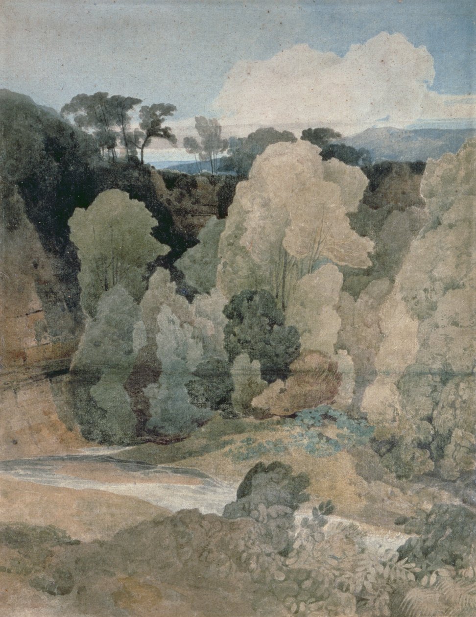 Devil&39;s Elbow，Rokeby Park，c.1806-7（铅笔，纸上wc） 作者 约翰·塞尔·科特曼