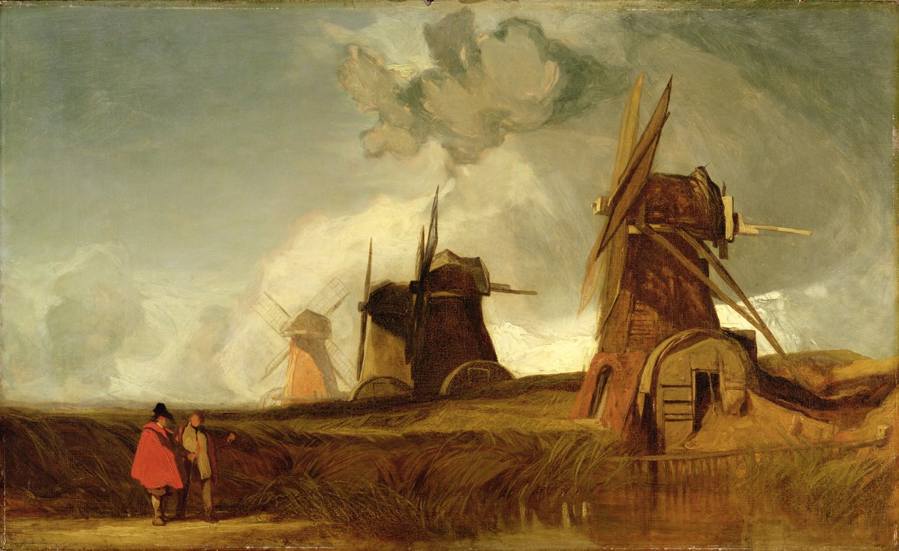 在Fens，Croyland，Lincolnshire，c.1830-40的排水厂 作者 约翰·塞尔·科特曼