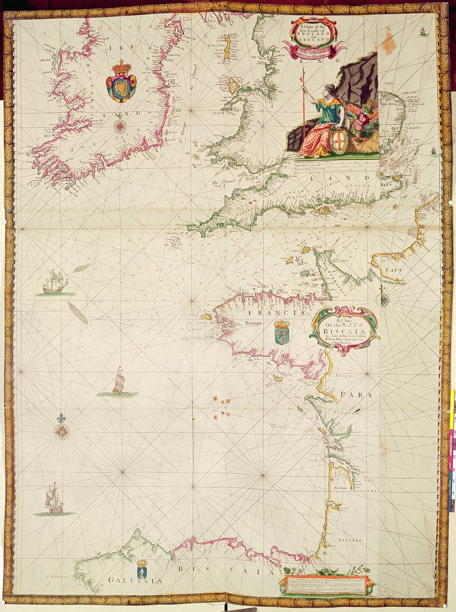 1288年英格兰和爱尔兰海岸以及比斯开湾的海图 作者 约翰·塞勒