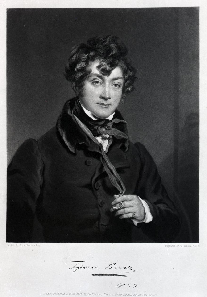 Tyrone Power，由James Sands雕刻，1833年 作者 约翰·辛普森