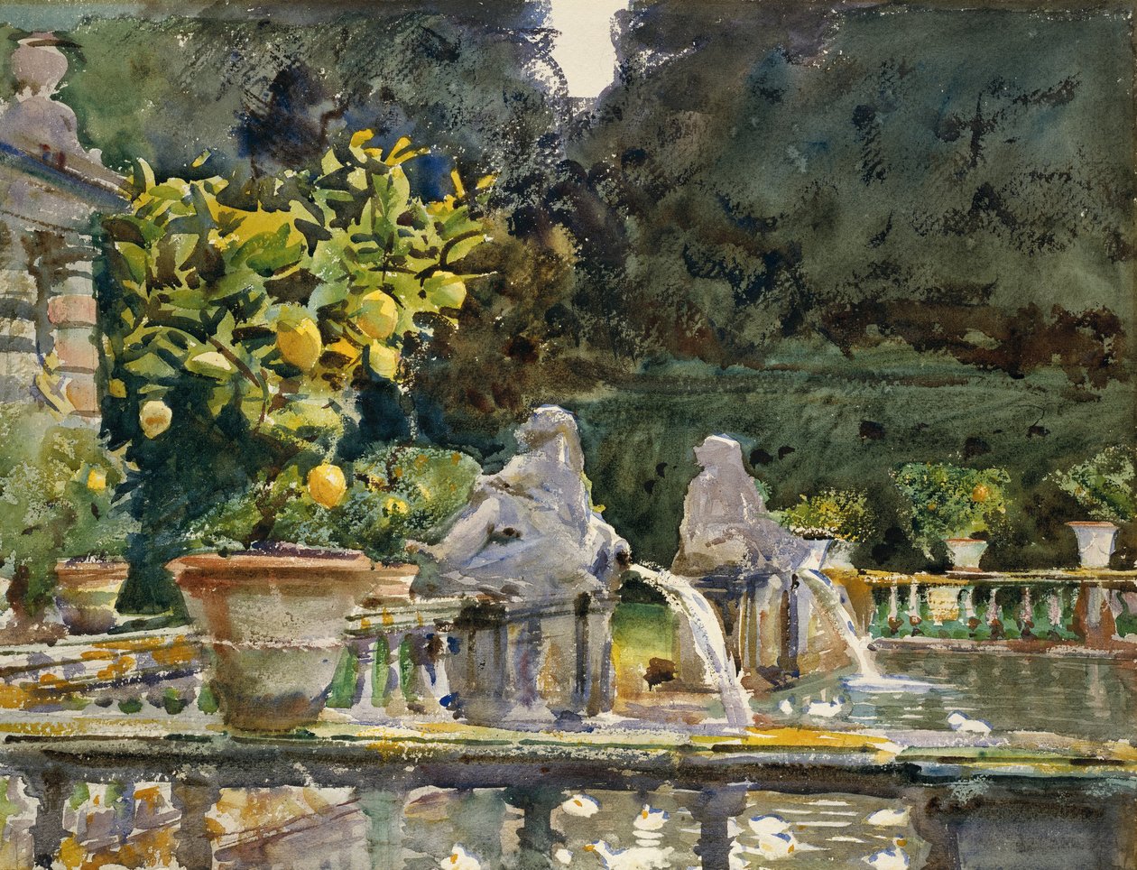Villa di Marlia，卢卡 - 喷泉 作者 约翰·辛格·萨金特