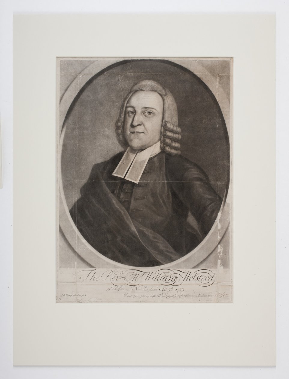 新英格兰波士顿William Welsteed先生，1995年（mezzotint） 作者 约翰·辛格尔顿·科普利