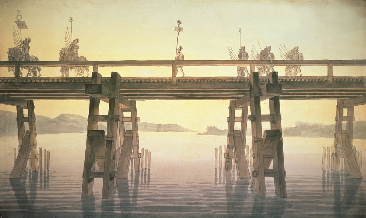 凯撒大桥，1814年（纸和笔在纸上用墨水） 作者 约翰·索恩