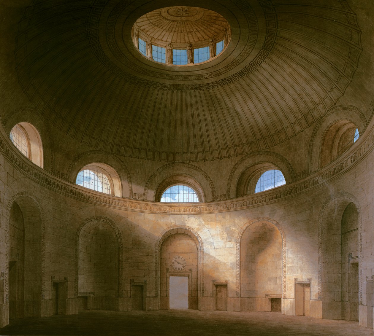 John Soane：英格兰银行的圆形大厅，1798年（笔和墨水在纸上写着） 作者 约翰·索恩