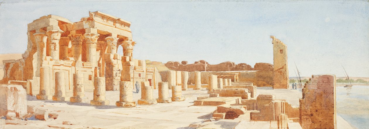 在Kom-Ombo，上埃及，c.1907-10的寺庙 作者 约翰·萨默斯卡尔斯