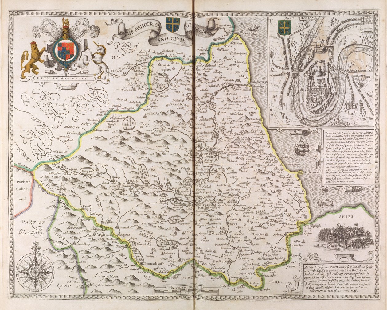 Bishoprick和达勒姆市，来自“大不列颠帝国的剧院”，1611-12 作者 约翰·斯皮德