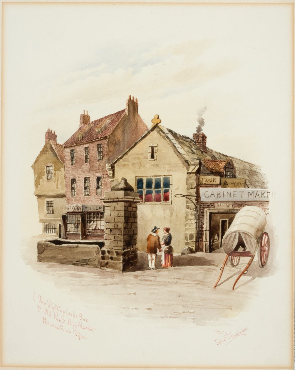 The Fighting Cocks Inn and Old Pant，Bigg Market，泰恩河畔纽卡斯尔（bodycolour） 作者 约翰·蒂斯代尔