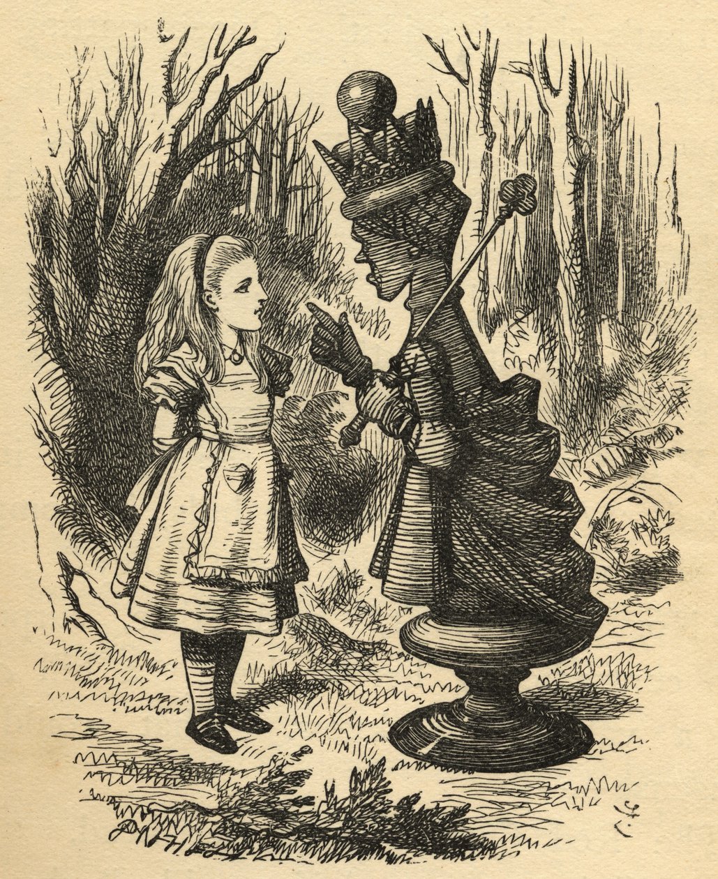 爱丽丝和红女王，来自刘易斯卡罗尔（1832-98）的“穿越镜子”的插图首次出版于1871年 作者 约翰·坦尼尔