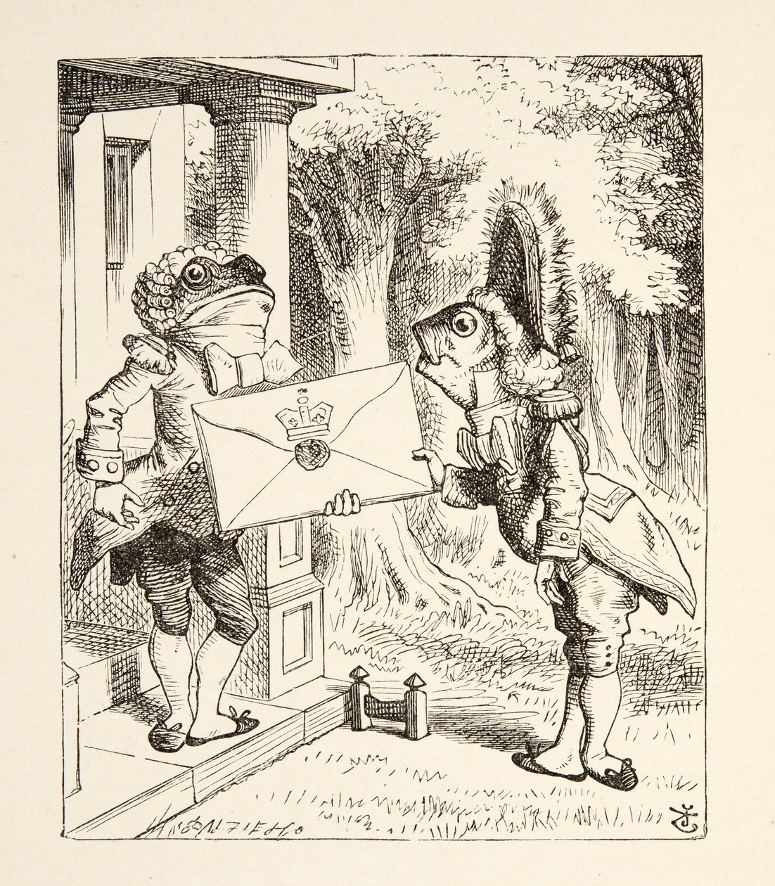 Fish Footman，来自刘易斯卡罗尔（1832  -  98年）的Alices Adventures in Wonderland，于1891年出版 作者 约翰·坦尼尔