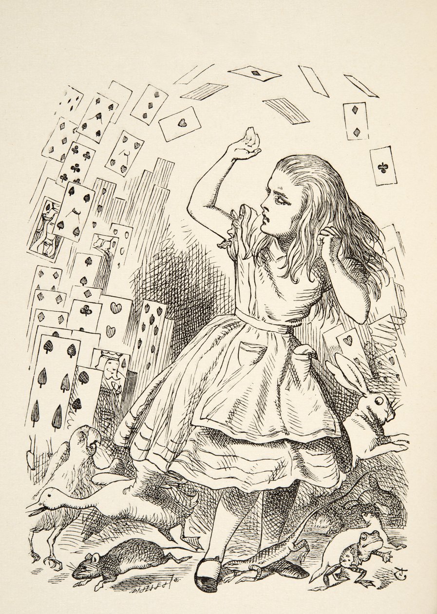 The Shower of Cards，来自刘易斯卡罗尔（1832  -  98年）的Alices Adventures in Wonderland，于1891年出版 作者 约翰·坦尼尔
