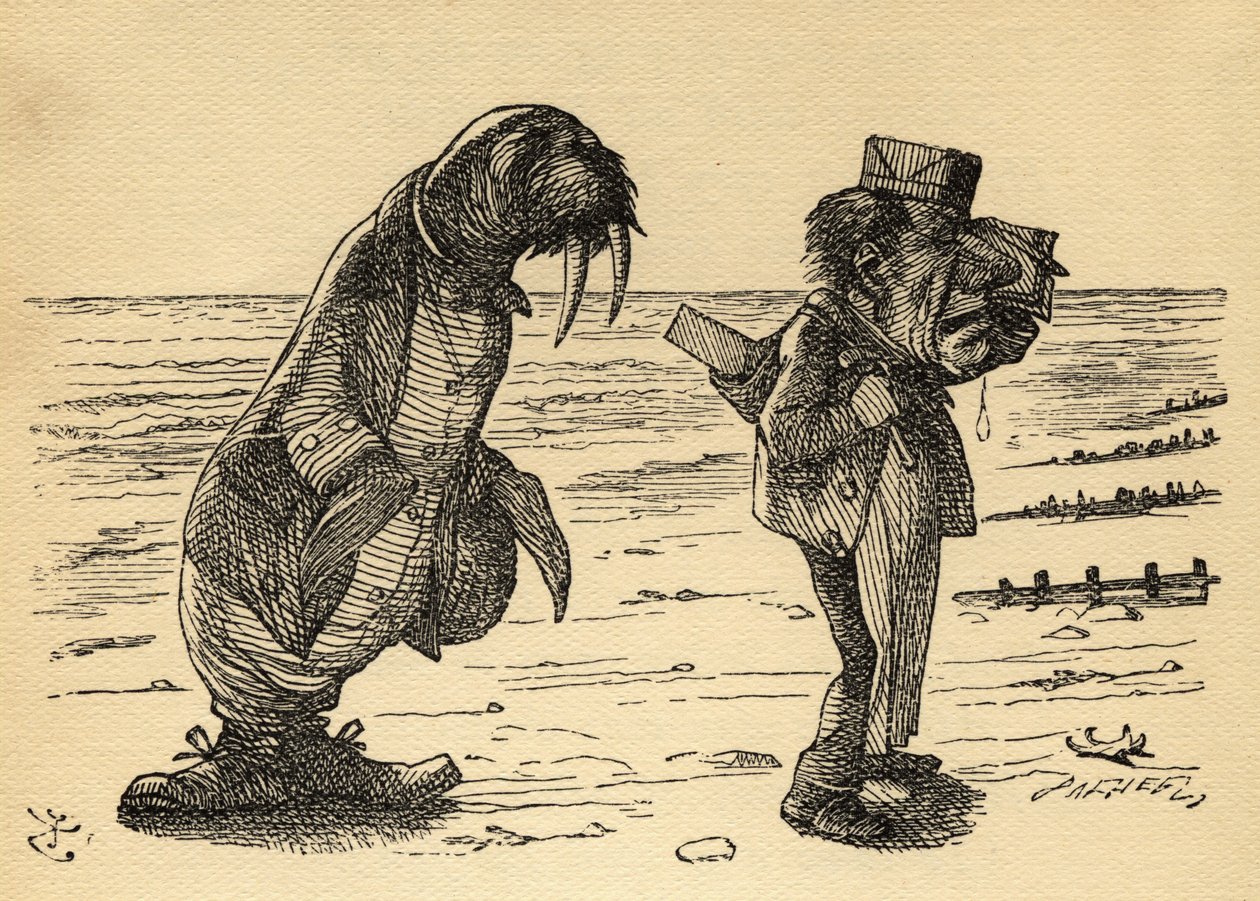Walrus和Carpenter，来自Lewis Carroll（1832-98）的“穿越镜子”的插图首次出版于1871年 作者 约翰·坦尼尔