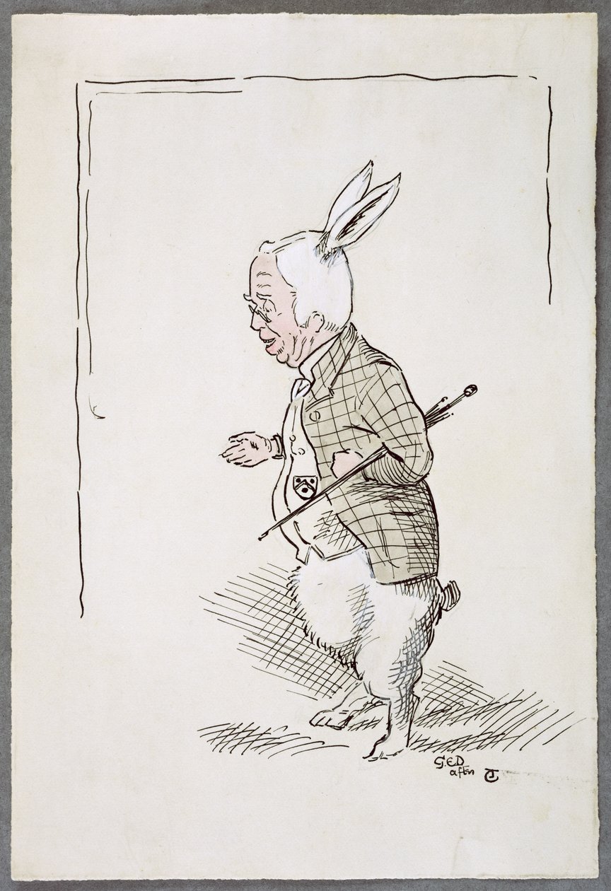 William Archibald Spooner（1844-1930）作为白兔（笔墨和纸上的wc） 作者 约翰·坦尼尔