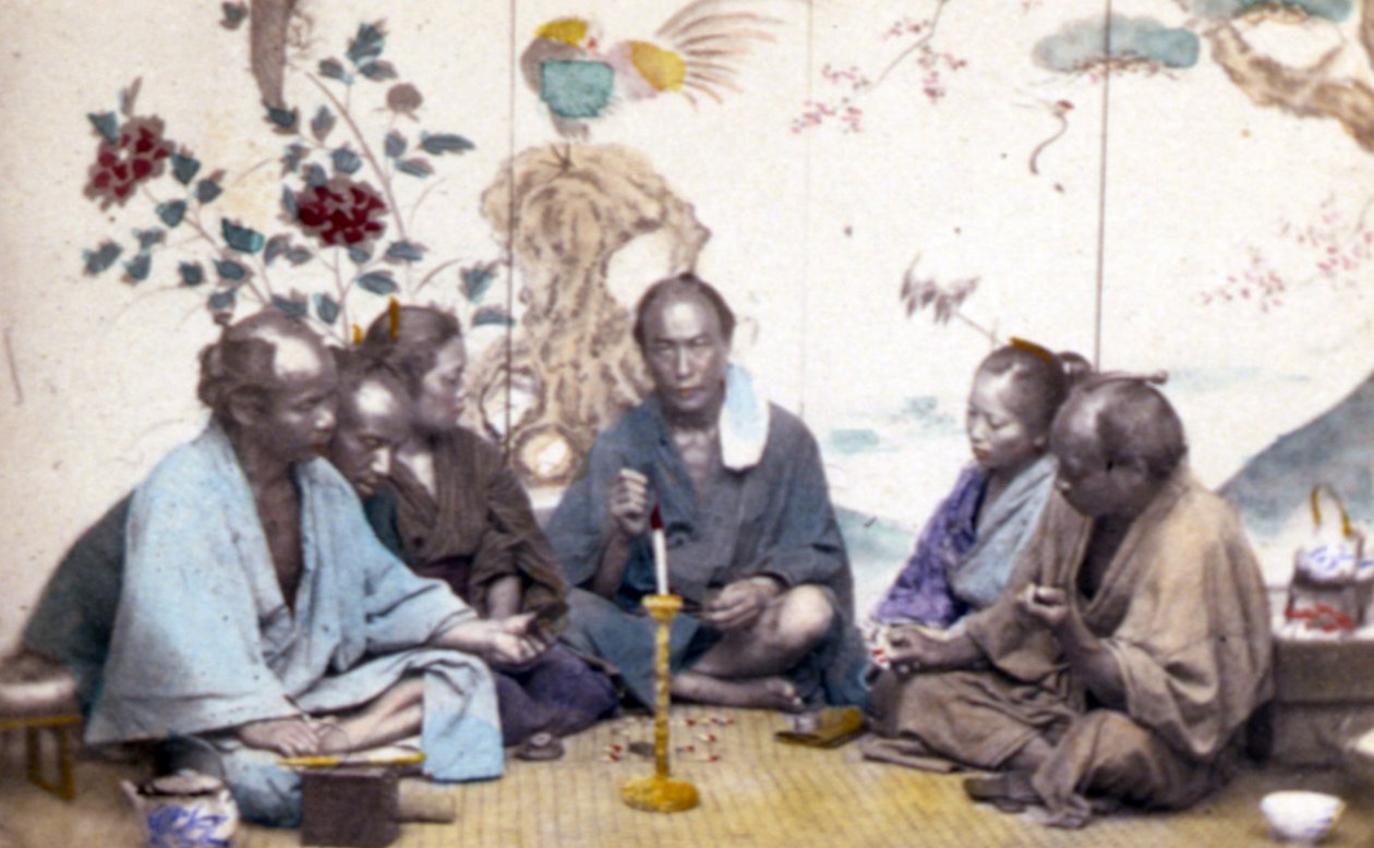 日本茶道，1890年（手工彩色照片） 作者 约翰汤姆森