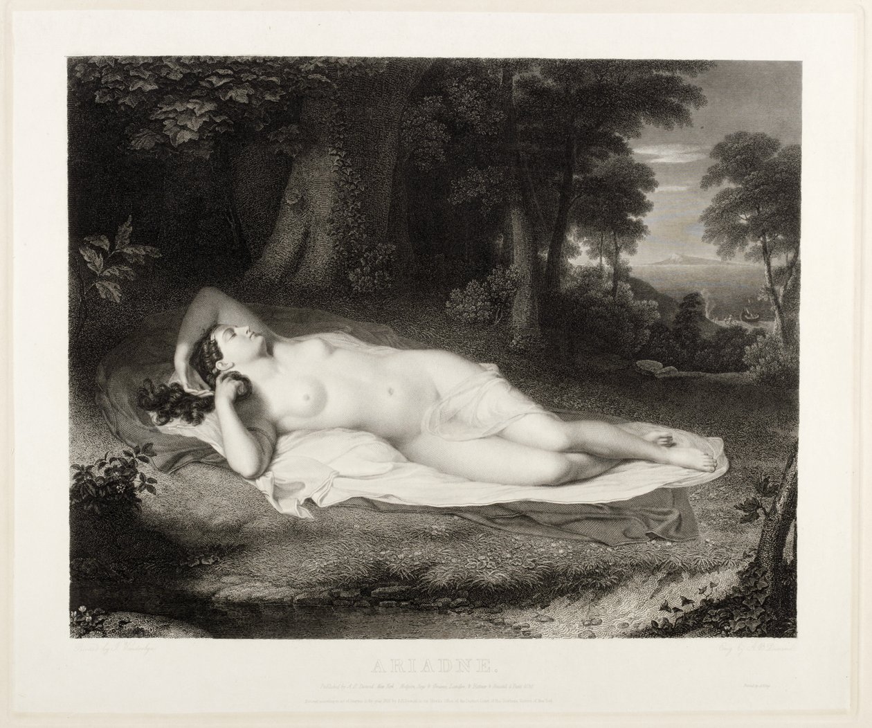 Ariadne，由Asher B. Durand雕刻，1835年 作者 约翰·范德林