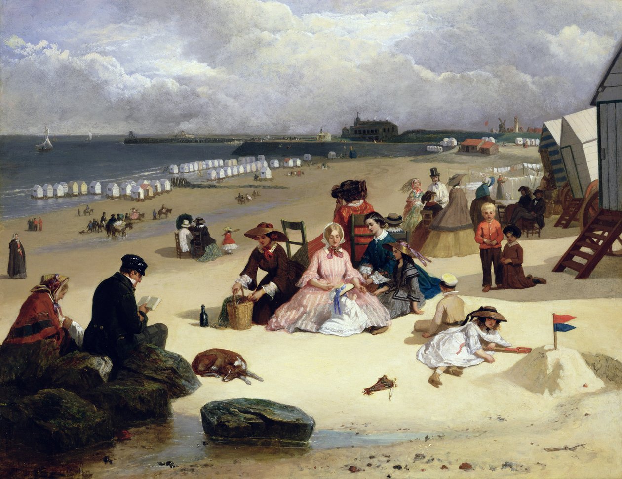 利特尔汉普顿海滩与码头，Climping超过c.1888 作者 约翰·艾尔斯