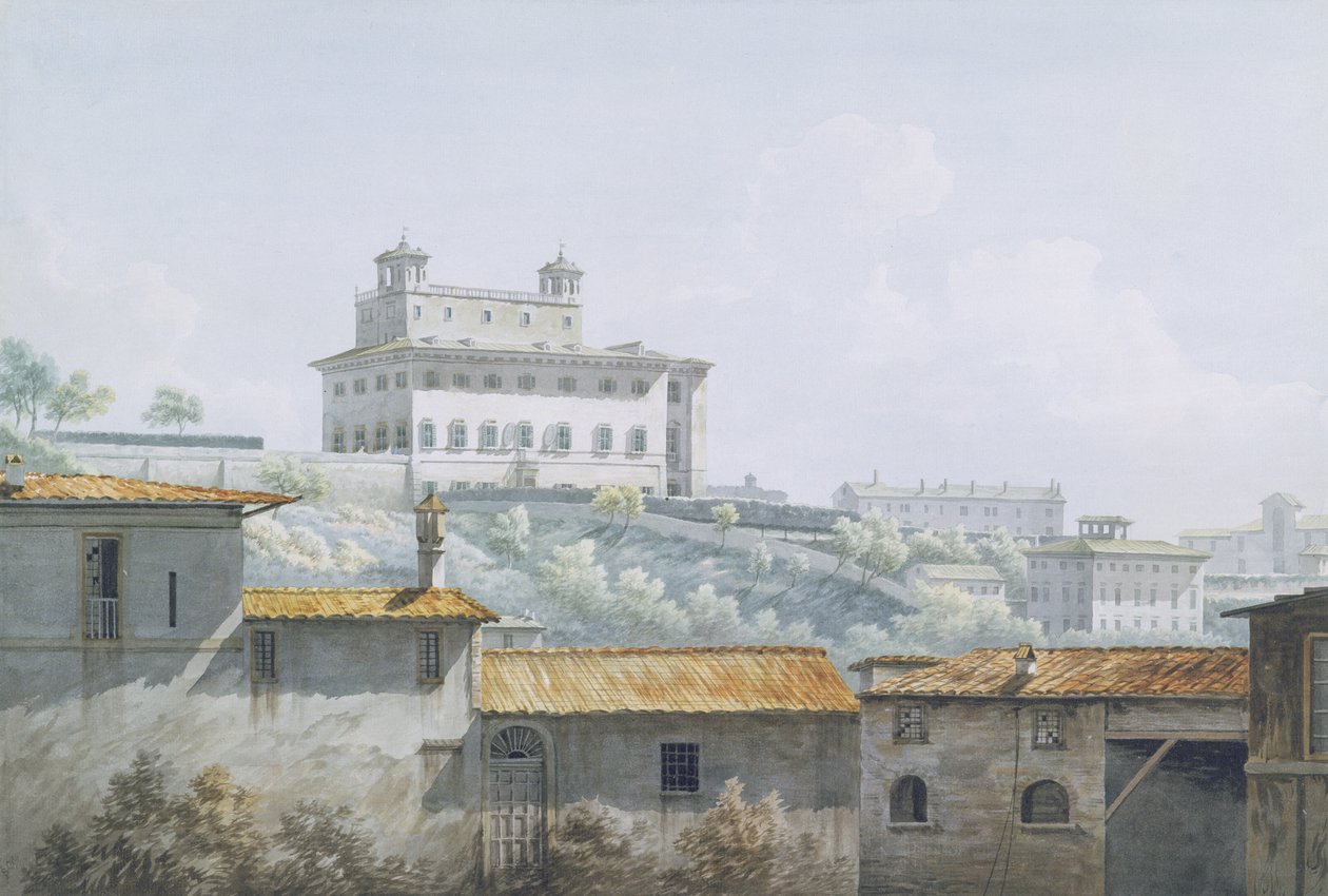 Villa Medici，罗马，1784年（纸上有石墨） 作者 约翰·沃威克·史密斯