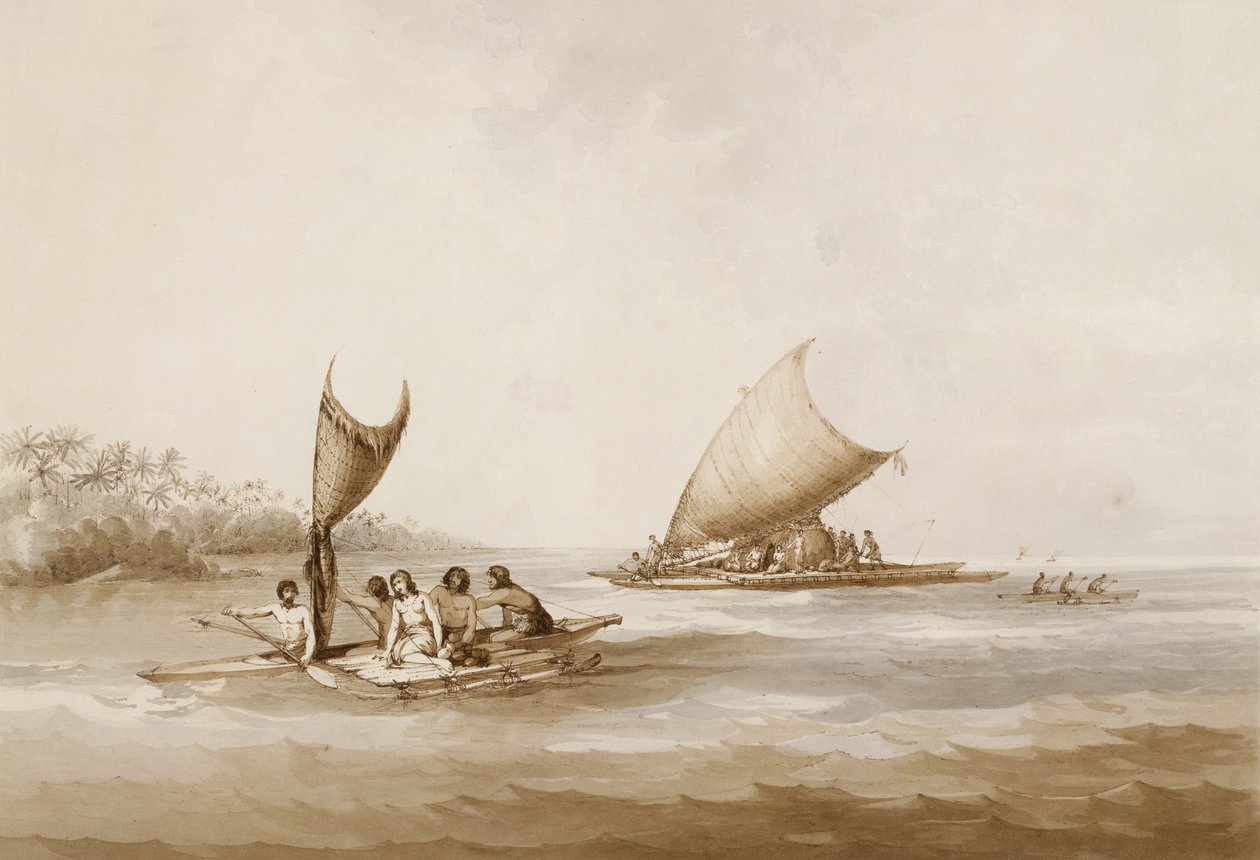 友好群岛的船只，来自“南海的景色”，酒吧。 1791年 作者 约翰·韦伯
