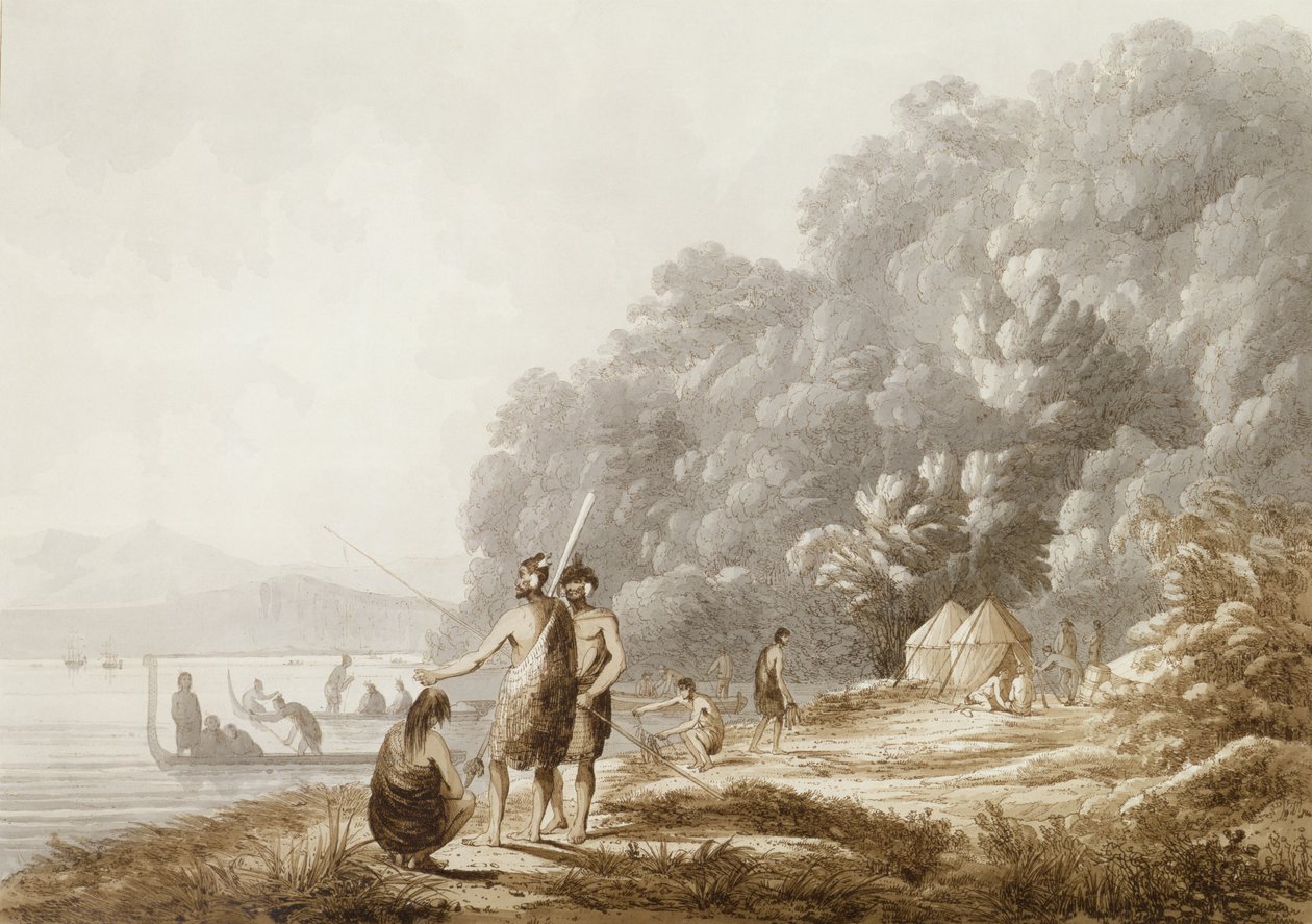 查看新西兰女王夏洛特的声音，来自“南海的景色”，酒吧。 1790 作者 约翰·韦伯