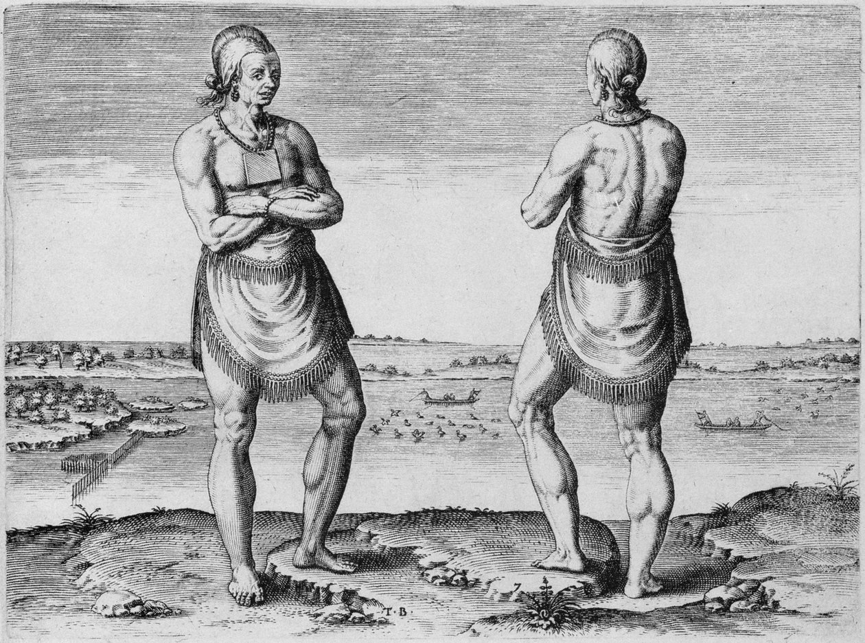 印第安长老或酋长，由Theodor de Bry（1528-1598）雕刻 作者 约翰怀特