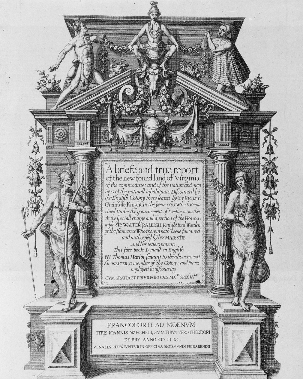 Theodor de Bry（1528-1598）镌刻的“弗吉尼亚州新发现的土地简要报告”的主页 作者 约翰怀特