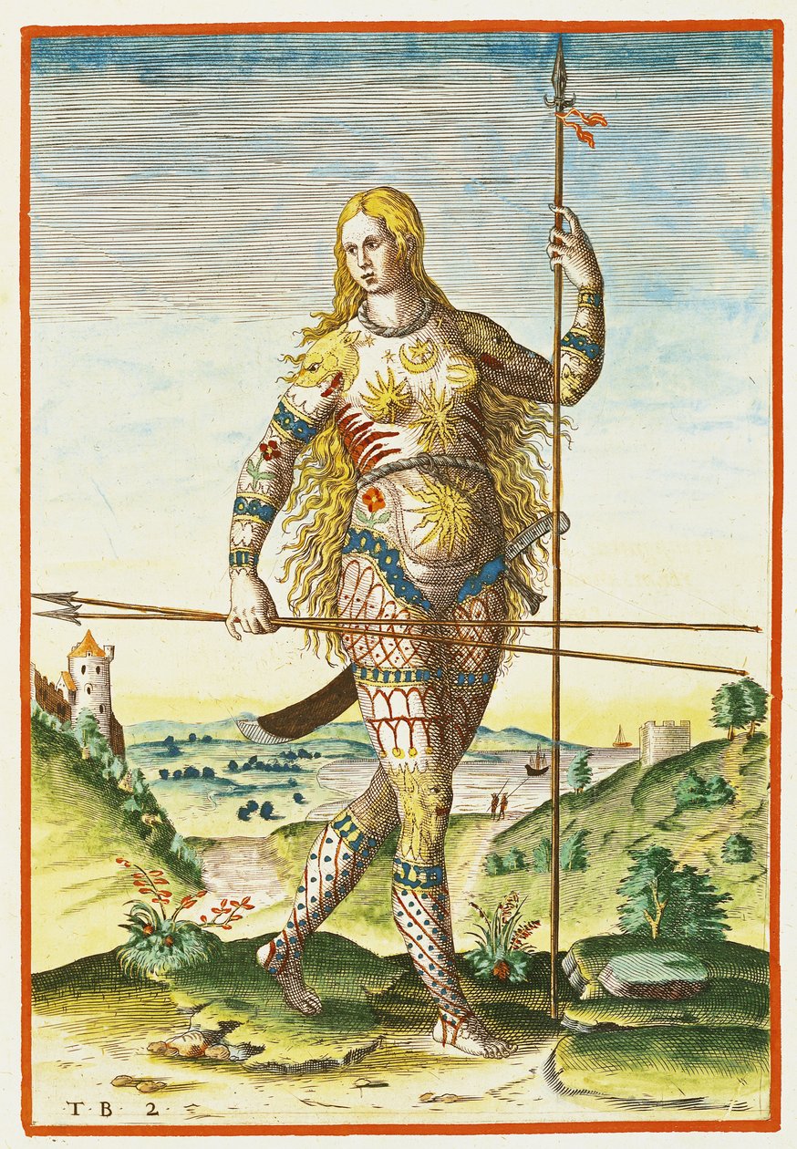 来自&39;Admiranda Narratio ......&39;的Pictish女士，由Theodore de Bry（1528-98）刻制，1585-88 作者 约翰怀特