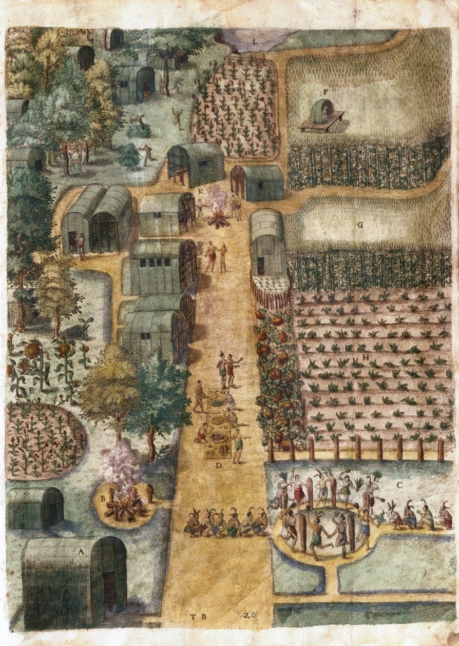 印第安人村庄Secoton，1570-80（见1692） 作者 约翰怀特