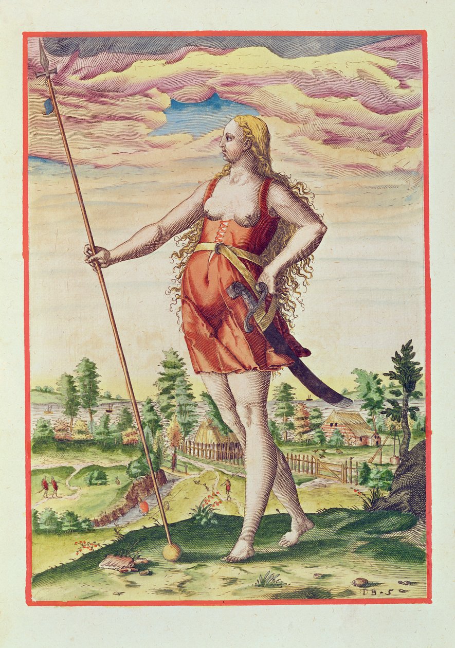从邻居部落到皮克特的年轻女子，来自&39;Admiranda Narratio ..&39;，由Theodore de Bry（1528-98）1585-88刻 作者 约翰怀特