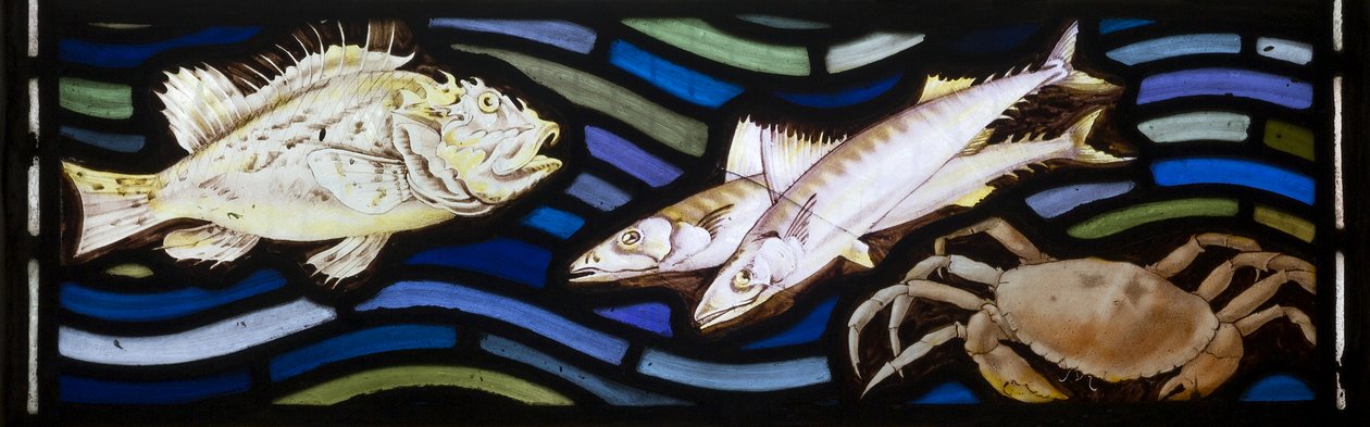 Fish＆Crabs，Te Deum，East Window，c.1888 作者 约翰·威廉·布朗