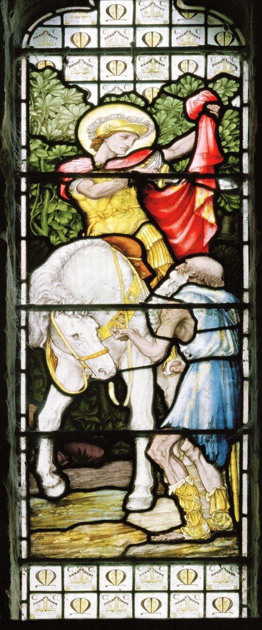 Litchborough，St Martin，James Powell＆Sons，John William Brown（1842-1928），St Martin划分他的披风，1883年 作者 约翰·威廉·布朗