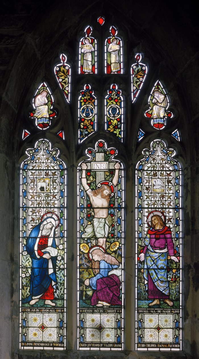 Ulceby，St Nicholas，James Powell＆Sons，John William Brown（1842-1928），Crucifixion，The Virgin Mary，St John，Mary Magdalene，1876 作者 约翰·威廉·布朗