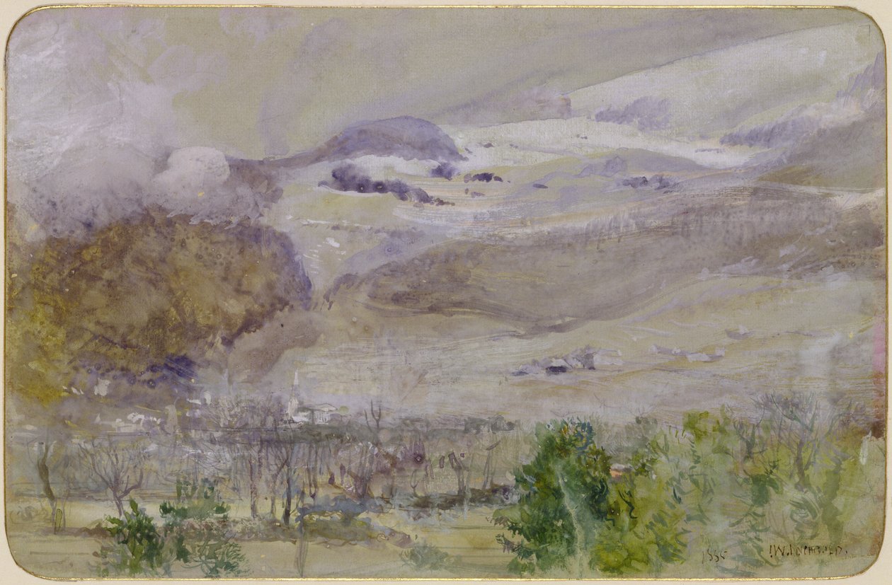 瑞士山谷风景，1885年（纸上水粉和水粉） 作者 约翰·威廉·英奇博尔德