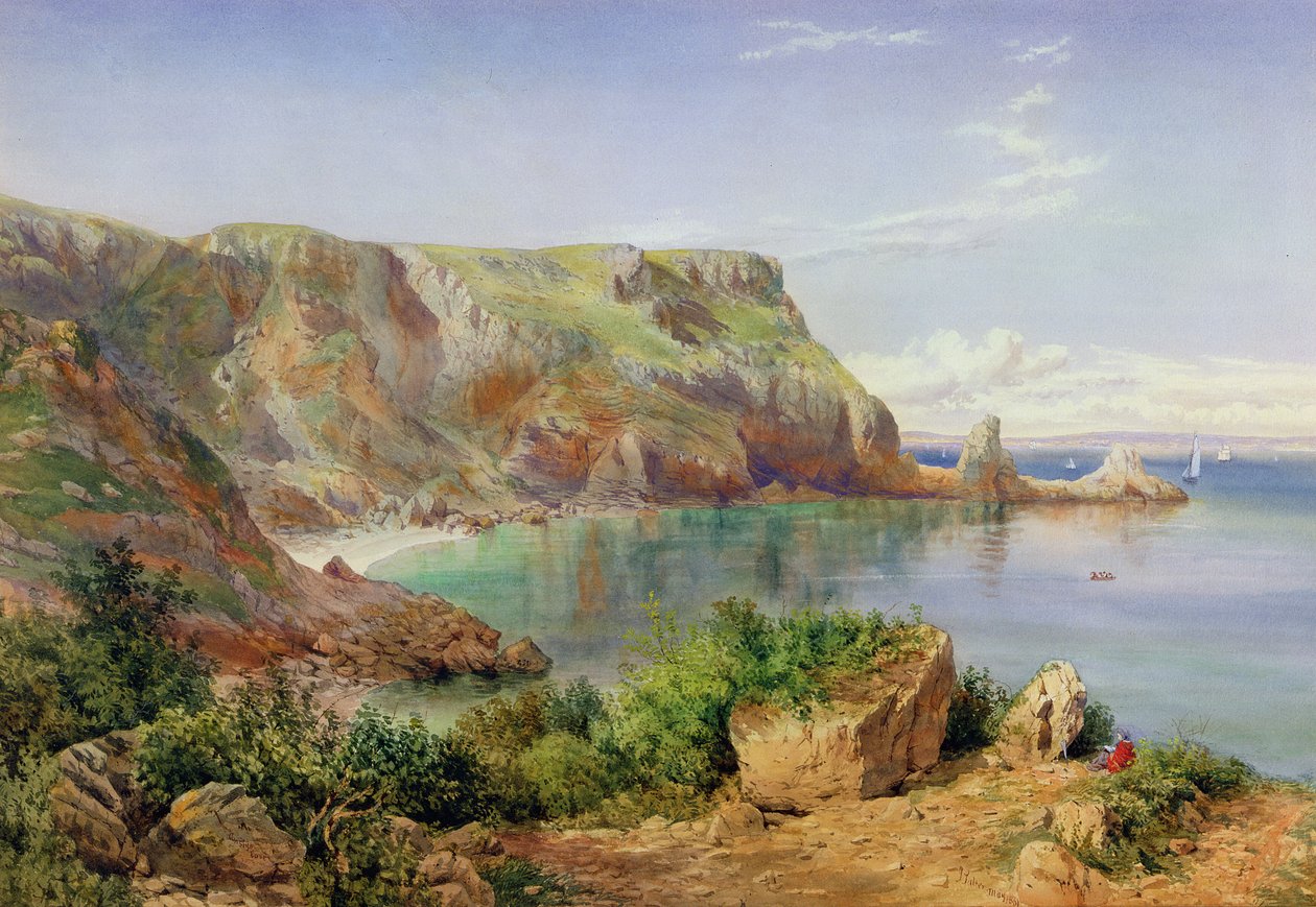 Ansty&39;s Cove，巴巴科姆，德文郡，1861年（铅笔和纸上的wc） 作者 约翰·威廉·萨尔特