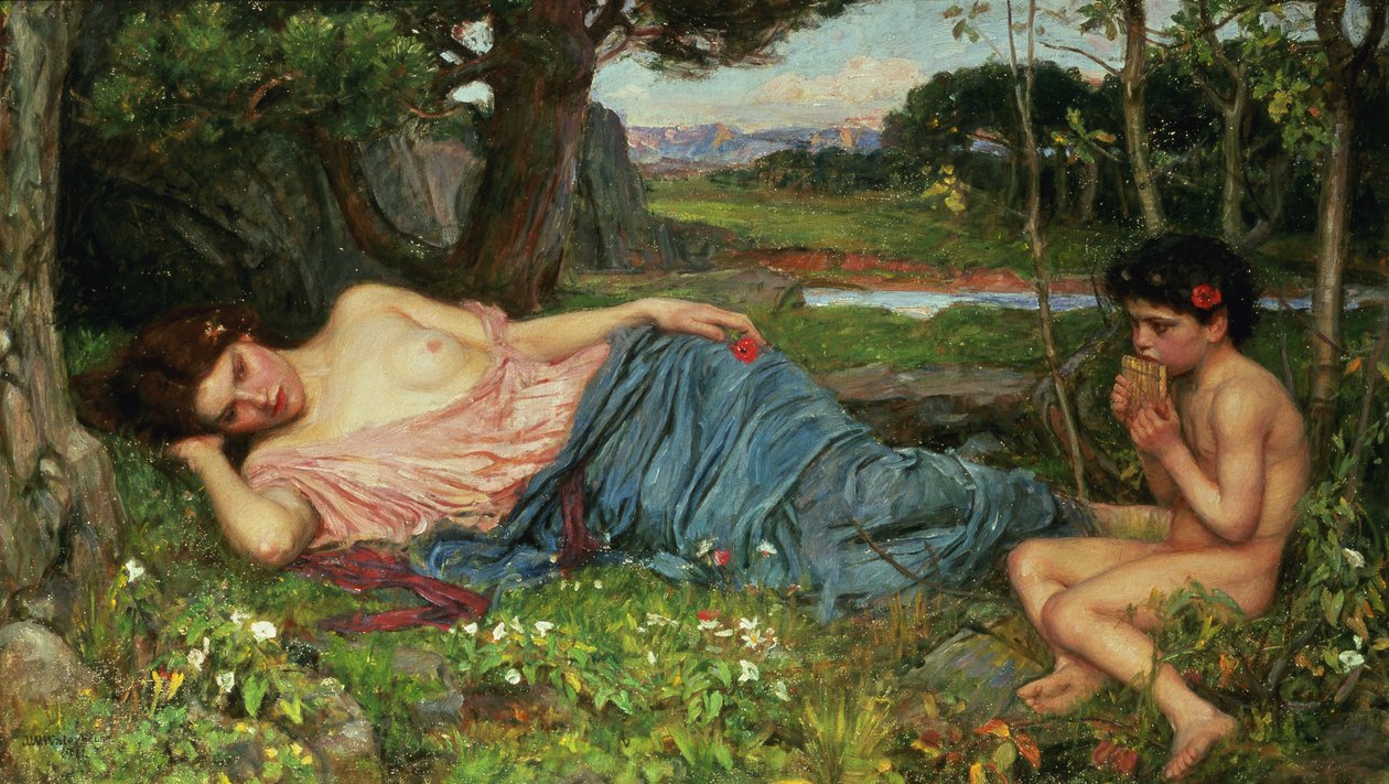 听听我的Sweet Pipings，1911年 作者 约翰·威廉姆·沃特豪斯