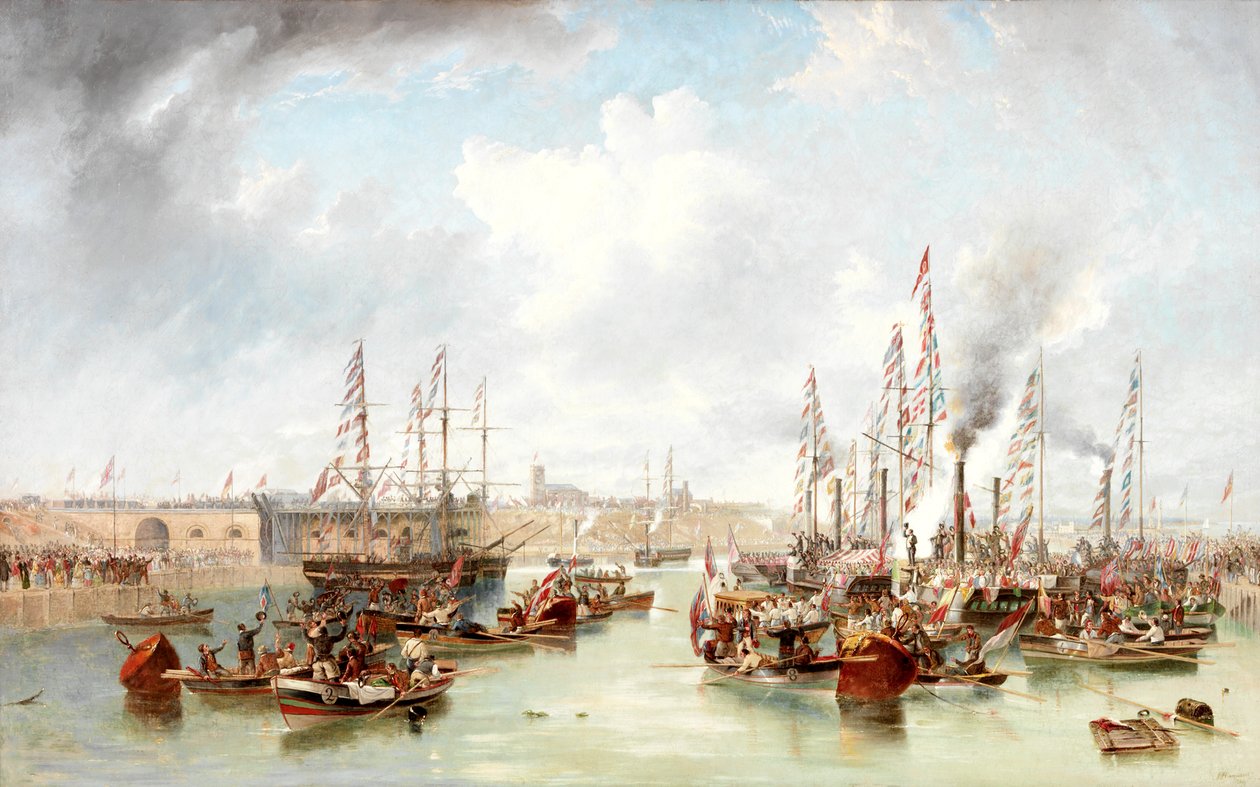 1850年6月20日，桑德兰南码头开放 作者 约翰·威尔逊·卡迈克尔