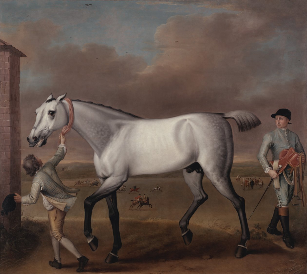 在Newmarket的Duke of Hamiltons Grey Racehorse，Victorious 作者 约翰·伍顿